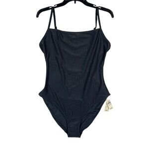 NWT Aerie One Piece Swimsuit Womens Size L Ribbed Black